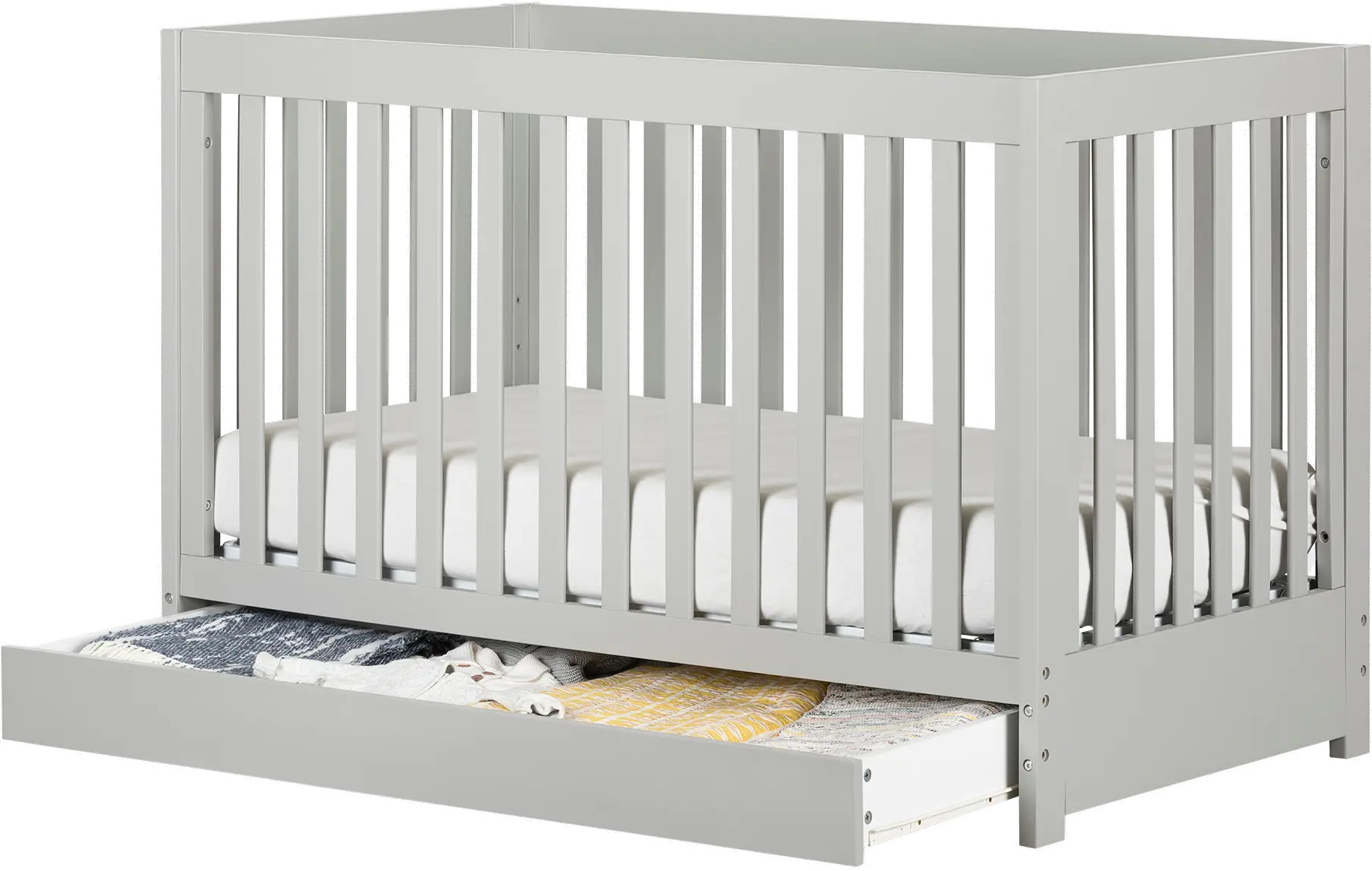 12310 Yodi Modern Light Gray Crib with Drawer and Toddler Rail - South Shore-1