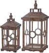 21 Inch Brown Fir Wood Lantern