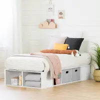 12347 White Twin Platform Bed with Storage Bins - South Shore