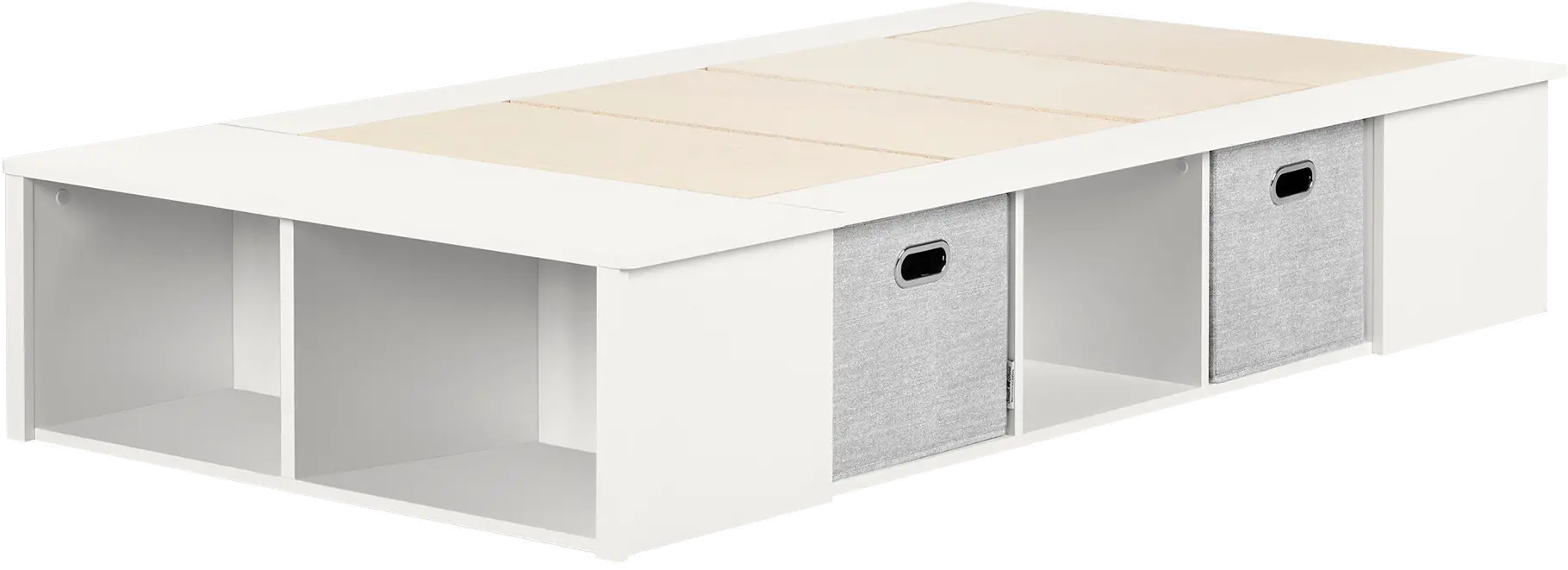12347 White Twin Platform Bed with Storage Bins - South Shore-1