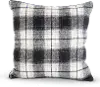 17 Inch Black and Cream Plaid Square Throw Pillow