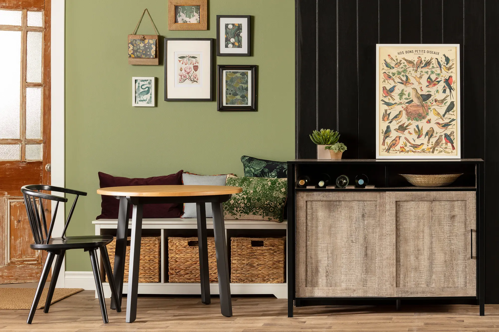 12463 Munich Weathered Oak and Black Bar Cabinet - South Shore-4