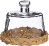 5  Clear Glass Cloche with a Natural Cane Base