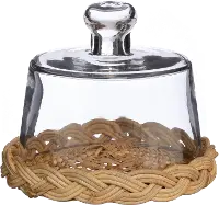 5  Clear Glass Cloche with a Natural Cane Base