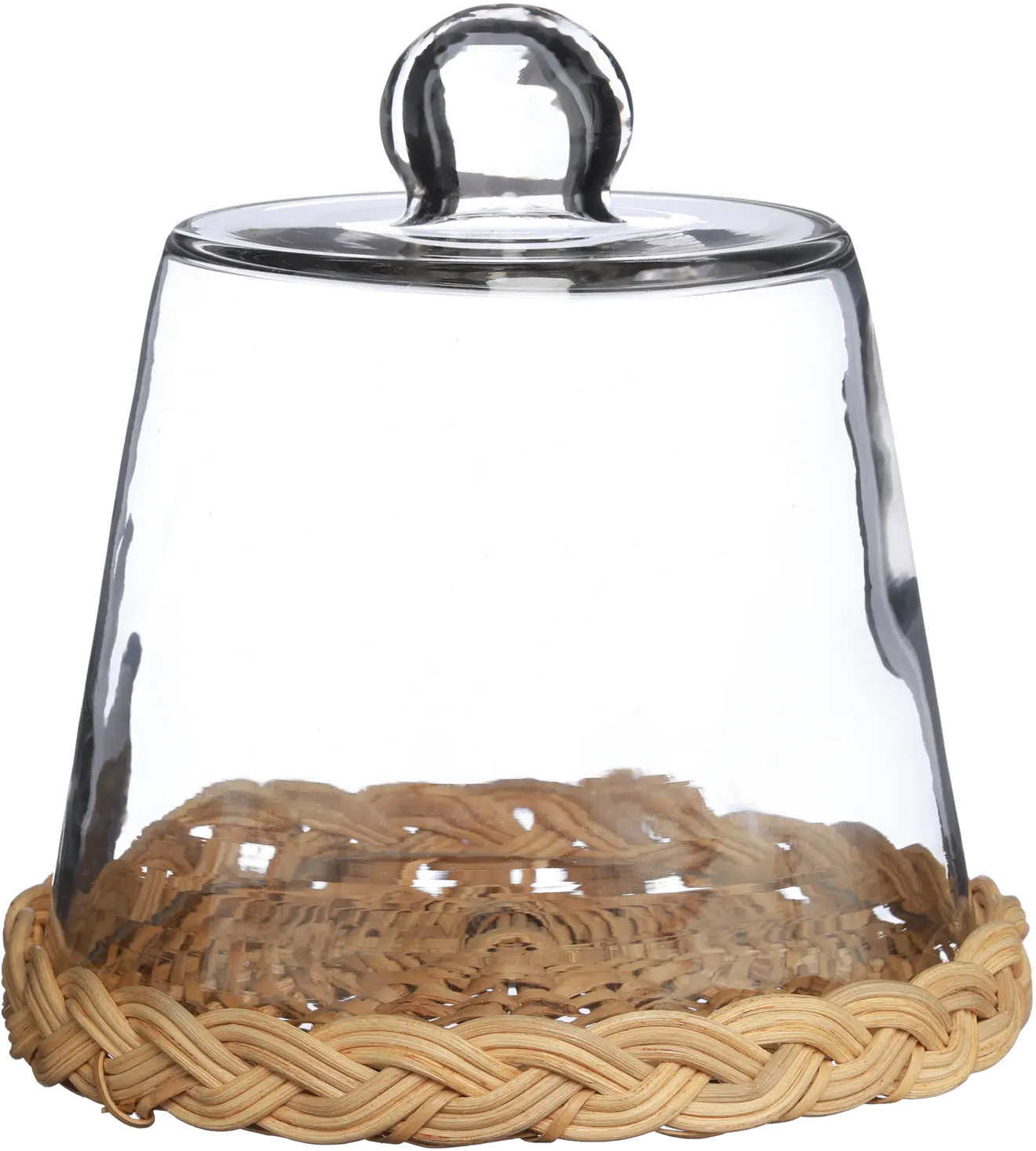 8  Clear Glass Cloche with a Natural Cane Base-1