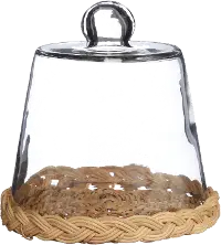 8  Clear Glass Cloche with a Natural Cane Base