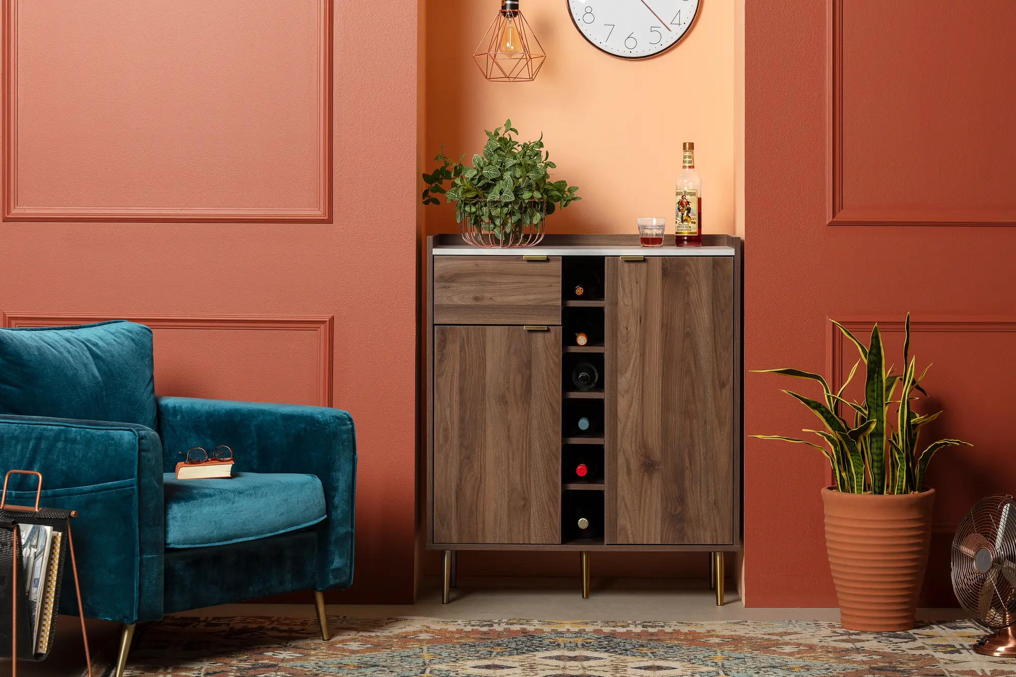 12521 Hype White Faux Mable and Brown Buffet Cabinet - South Shore-4