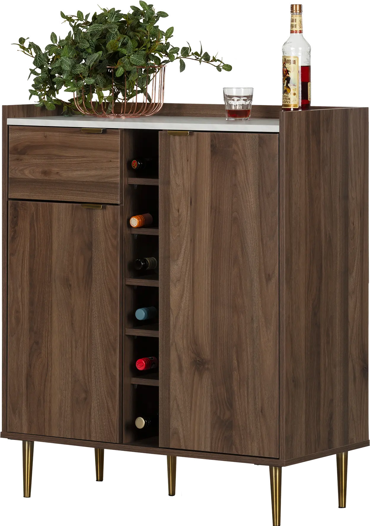 12521 Hype White Faux Mable and Brown Buffet Cabinet - South Shore-1