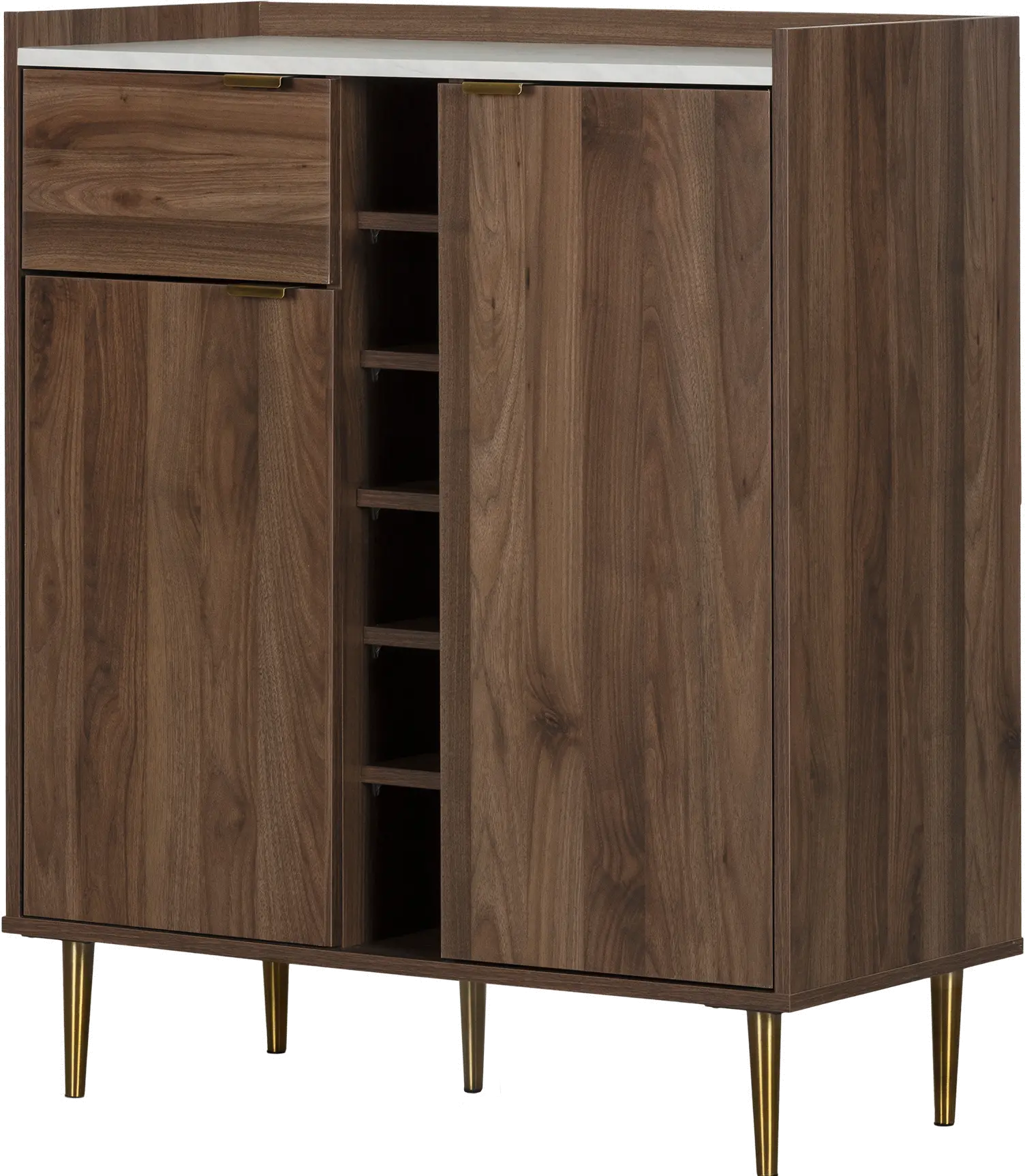 12521 Hype White Faux Mable and Brown Buffet Cabinet - South Shore-5