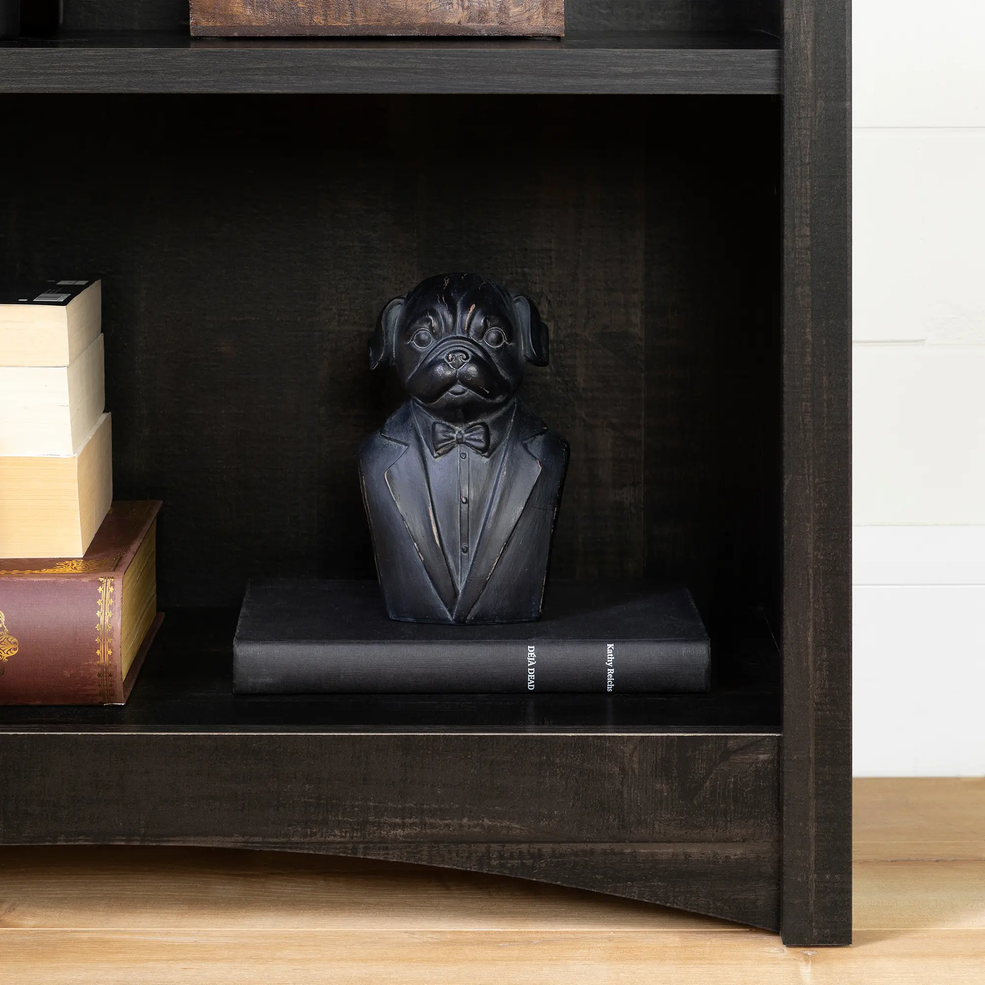 12543 Gascony Rubbed Black 4-Shelf Bookcase - South Shore-4