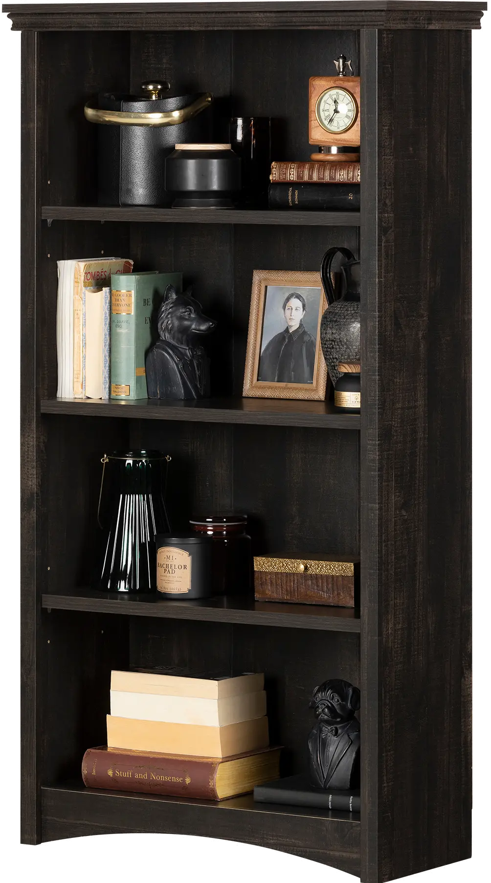 12543 Gascony Rubbed Black 4-Shelf Bookcase - South Shore-1
