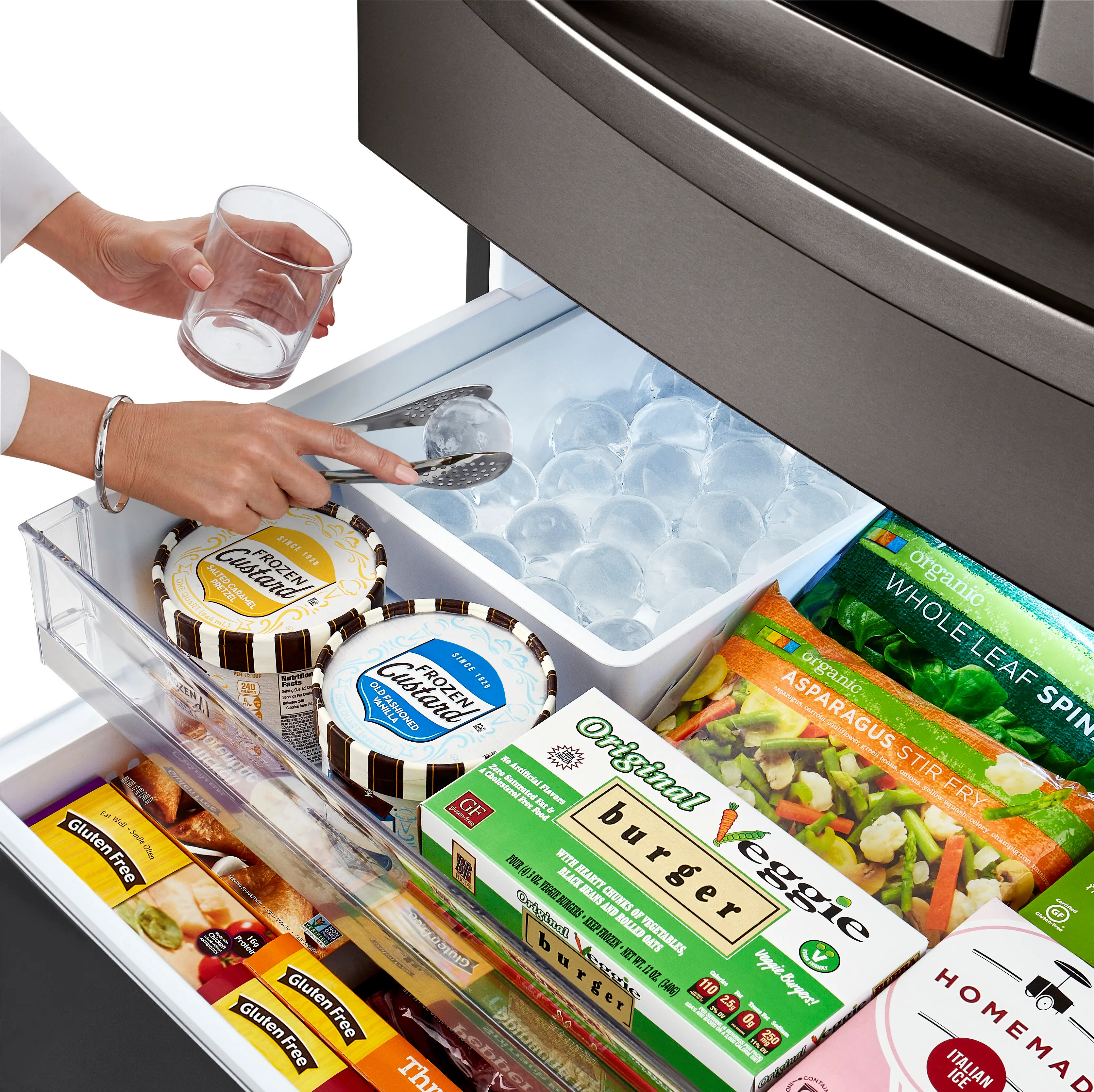 LRMVC2306D LG 22.5 cu ft French Door in Door Refrigerator - Counter Depth Black Stainless Steel-2