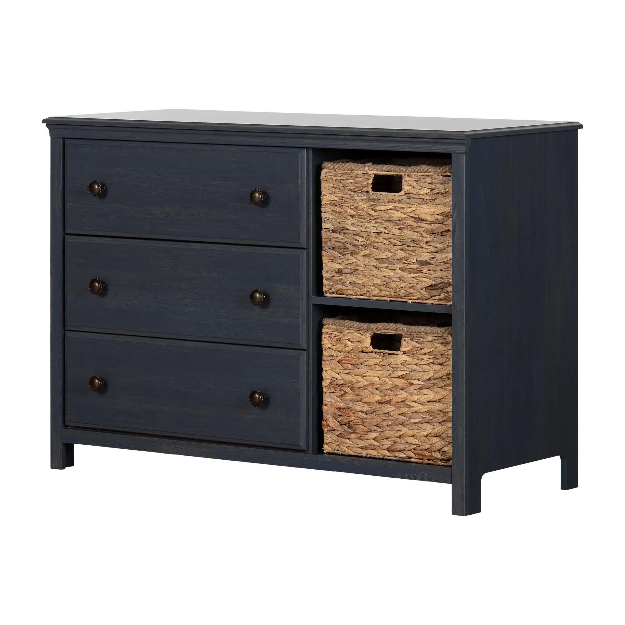 3 drawer dresser blue Swedish 3-Drawer Chest  Distressed Blue Finish & Faux Marble Top