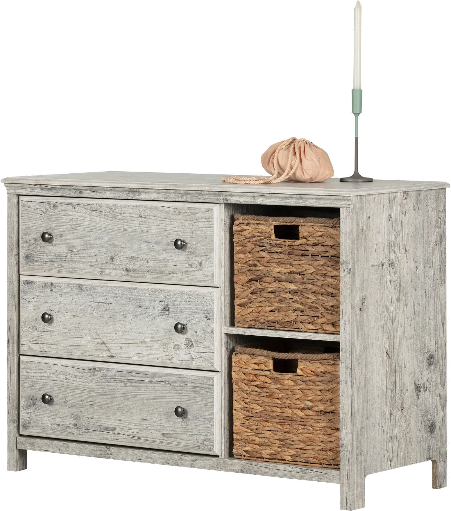 12687 Cotton Candy Pine 3 Drawer Dresser with Baskets - South Shore-1
