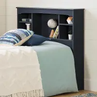 12709 Navali Blue Bookcase Headboard - South Shore