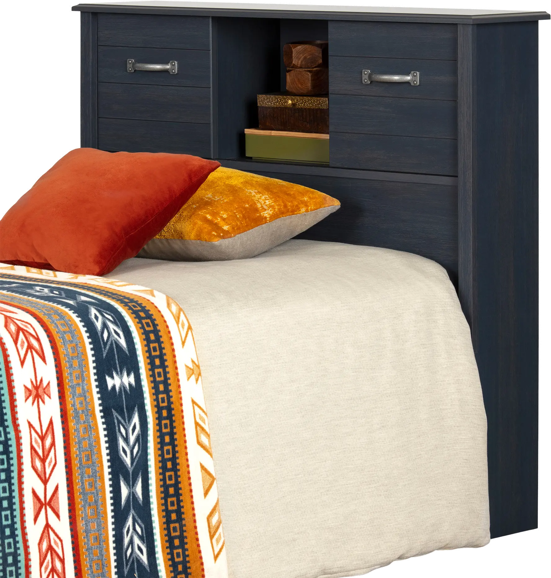 12722 Asten Rustic Blue Twin Bookcase Headboard - South Shore-3