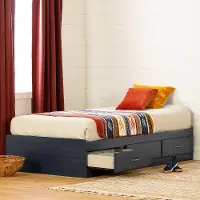 12726 Asten Contemporary Blue Twin Storage Platform Bed - South Shore