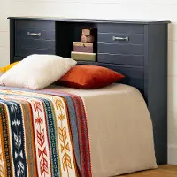 12727 Asten Rustic Blue Full Bookcase Headboard - South Shore