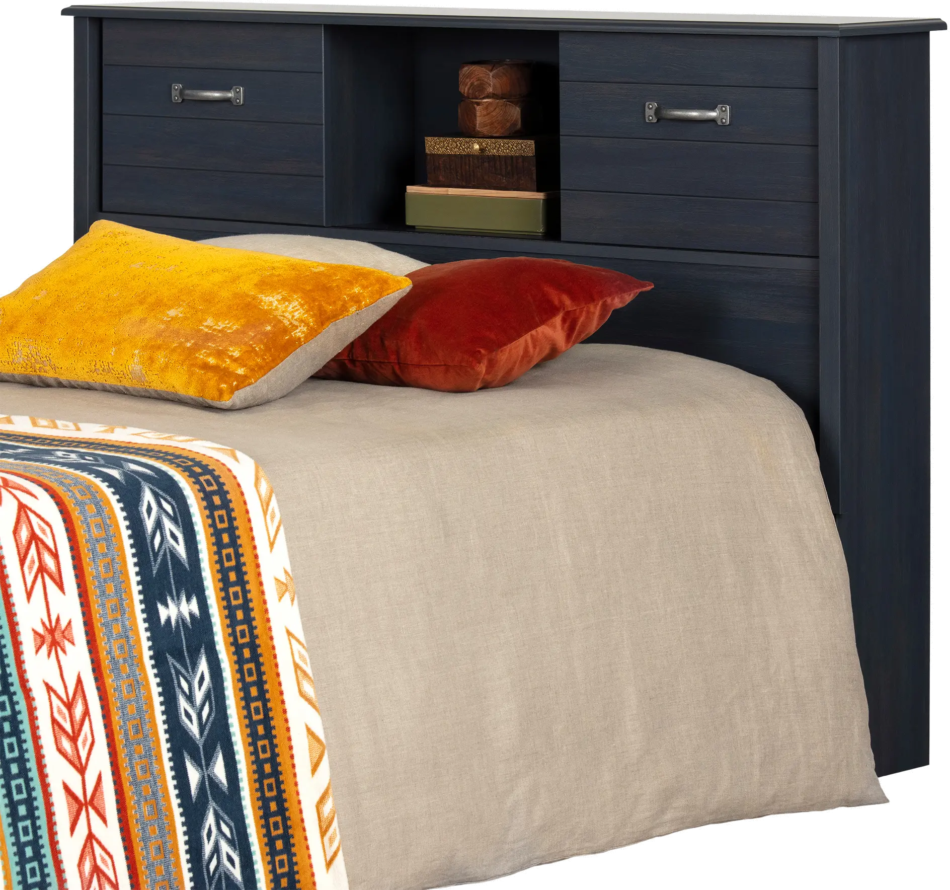 12727 Asten Rustic Blue Full Bookcase Headboard - South Shore-5