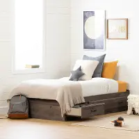 12733 Asten Contemporary Fall Oak Twin Storage Platform Bed - South Shore