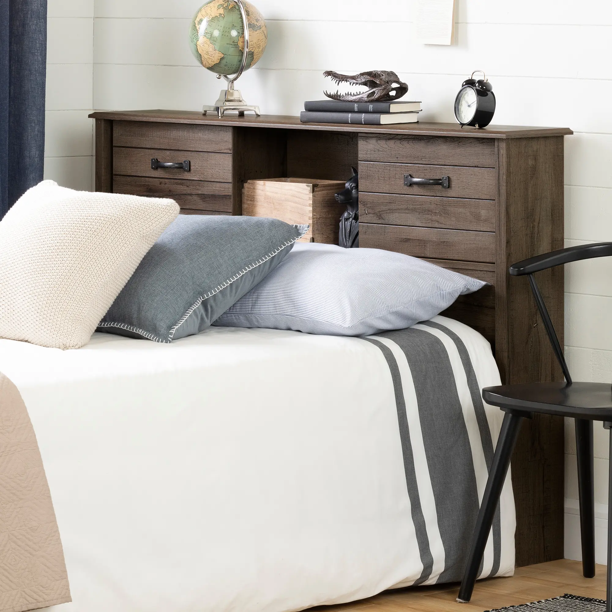 12735 Lensky Rustic Fall Oak Full Bookcase Headboard - South Shore-2