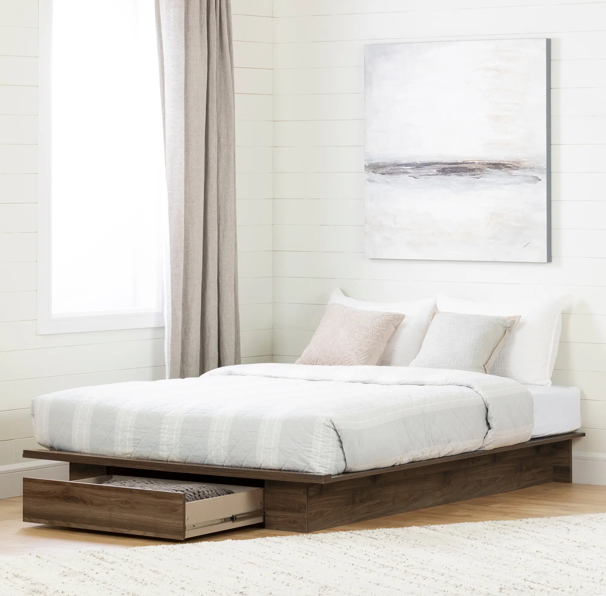 12747 Lensky Modern Natural Walnut Queen Platform Bed - South Shore-2