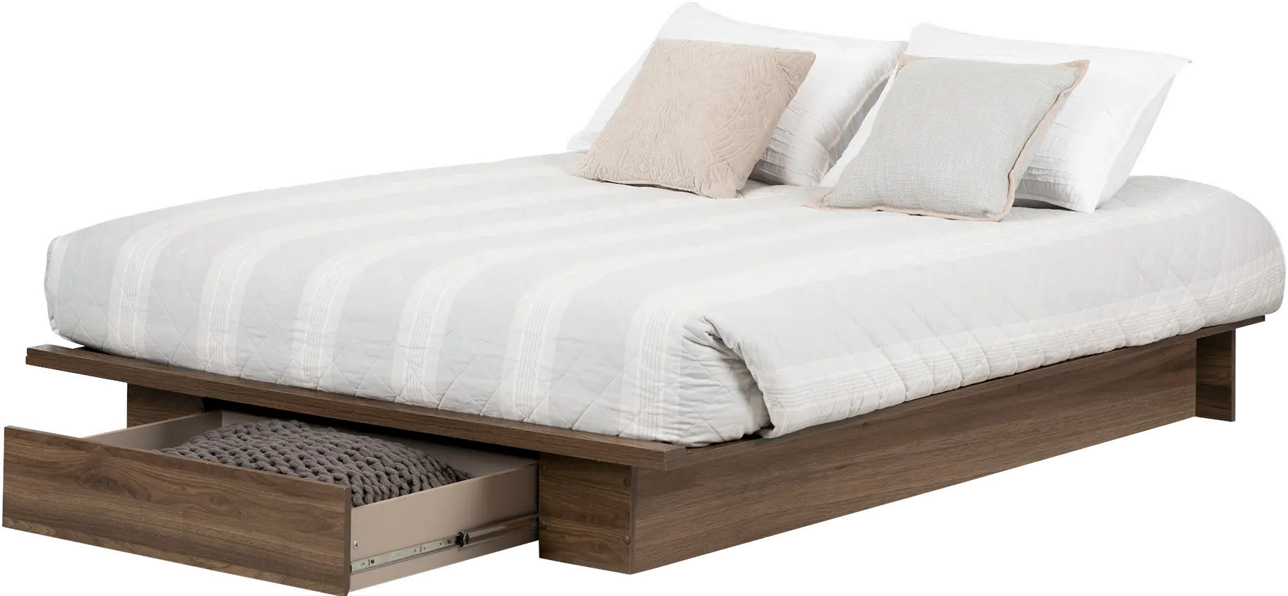 12747 Lensky Modern Natural Walnut Queen Platform Bed - South Shore-1
