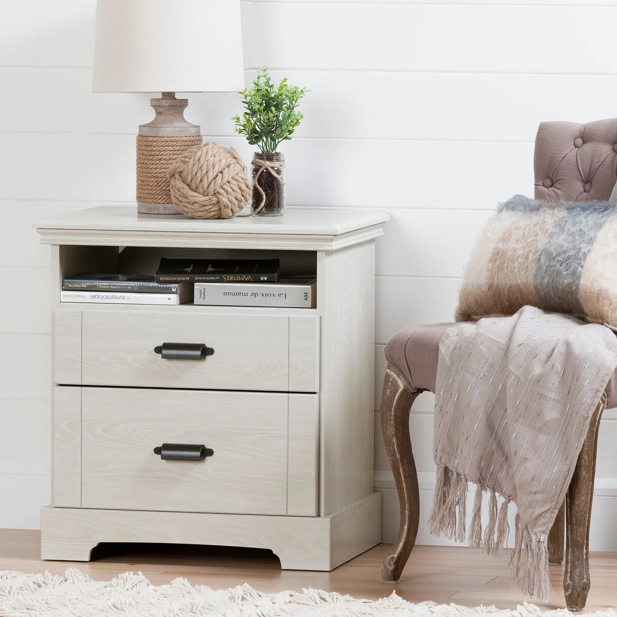 12757 Lilak Cottage Winter Oak White Nightstand - South Shore-2