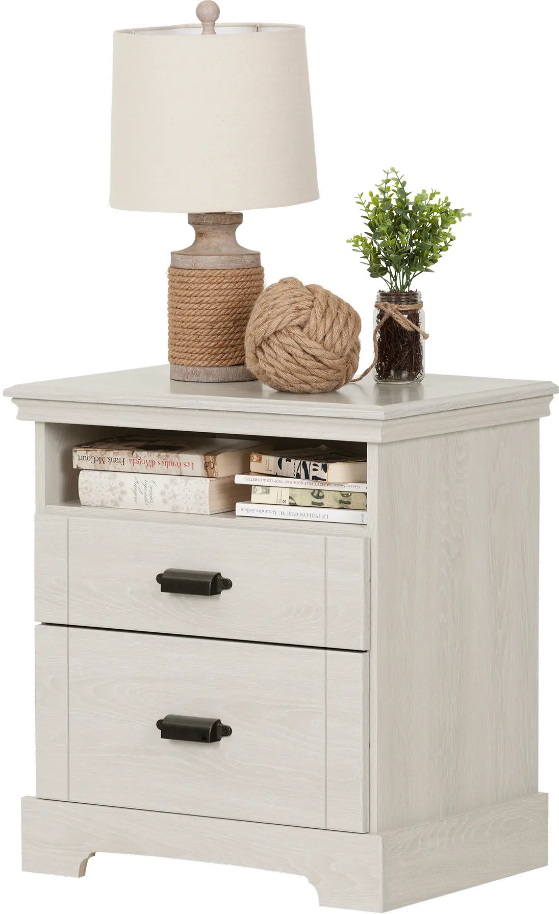 12757 Lilak Cottage Winter Oak White Nightstand - South Shore-1