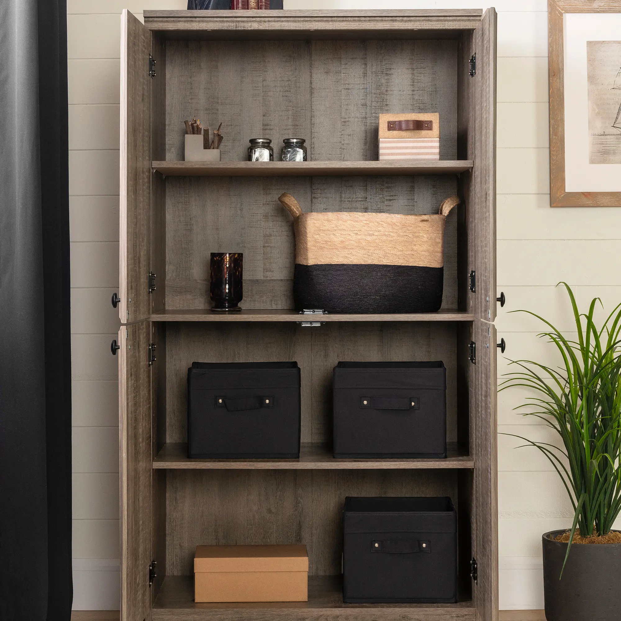 12949 Weathered Oak 4-Door Storage Cabinet - Morgan-3