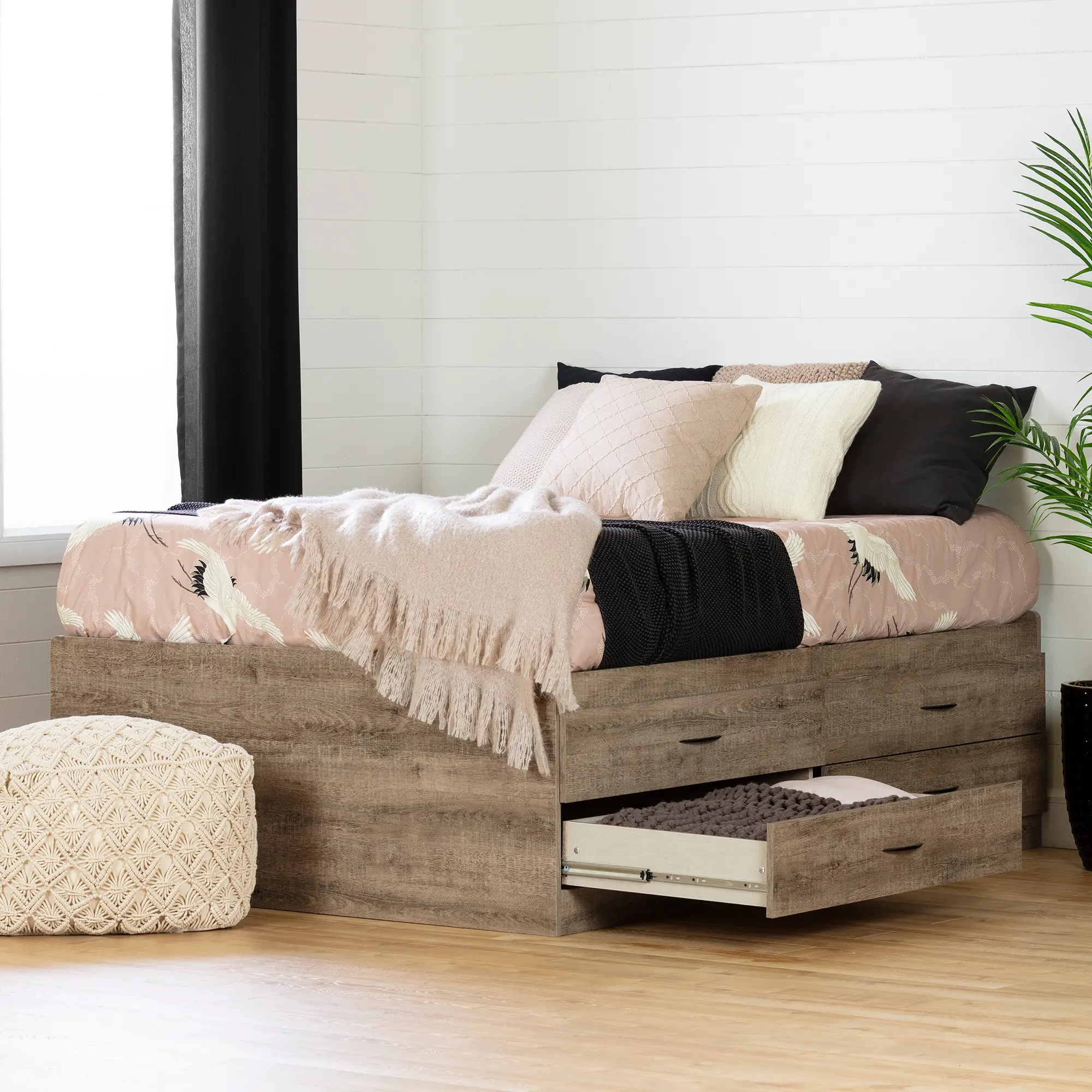 12953 Weathered Oak Full Storage Bed with 4 Drawers - South Shore-2