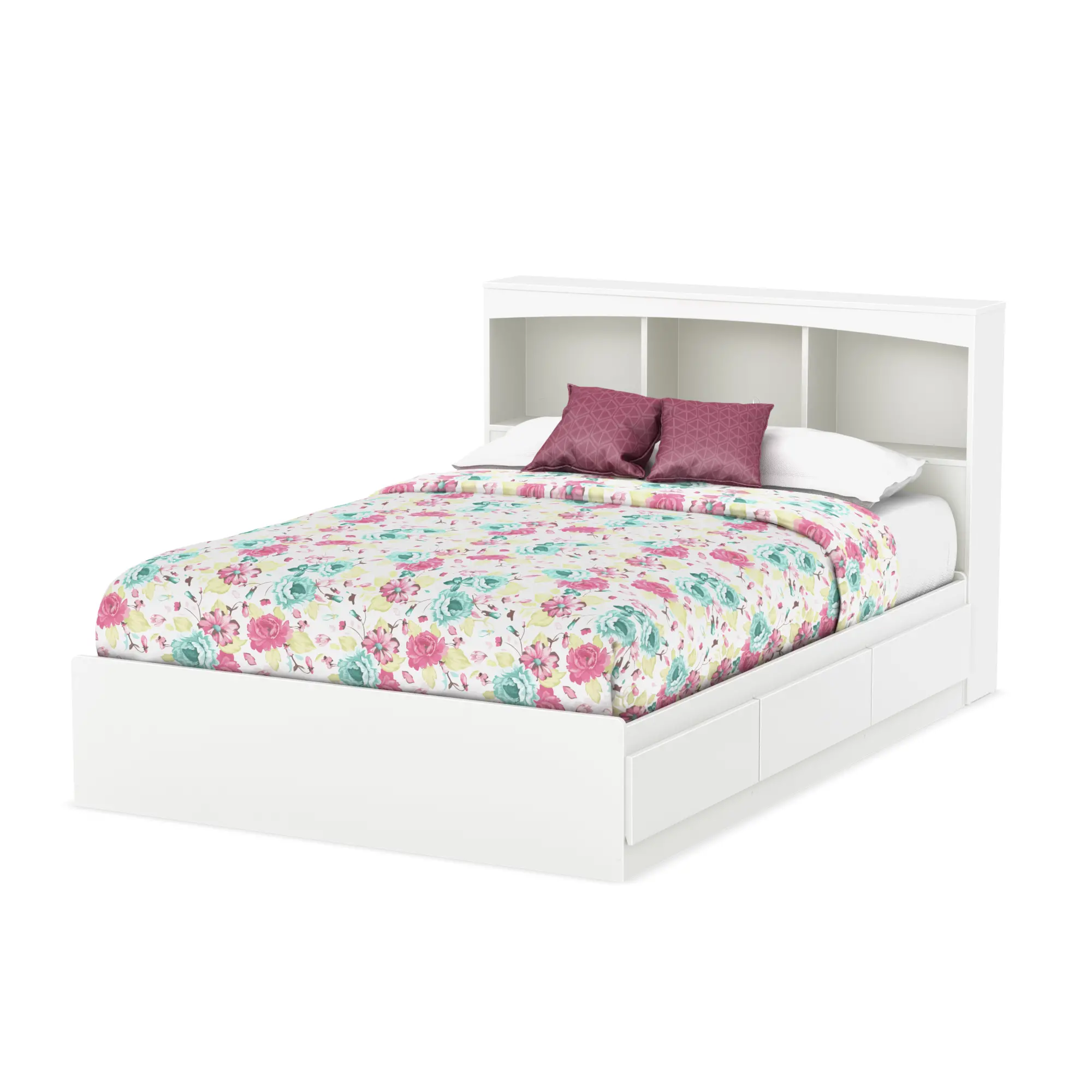 3160079 Step One White Full Bookcase Headboard - South Shore-2