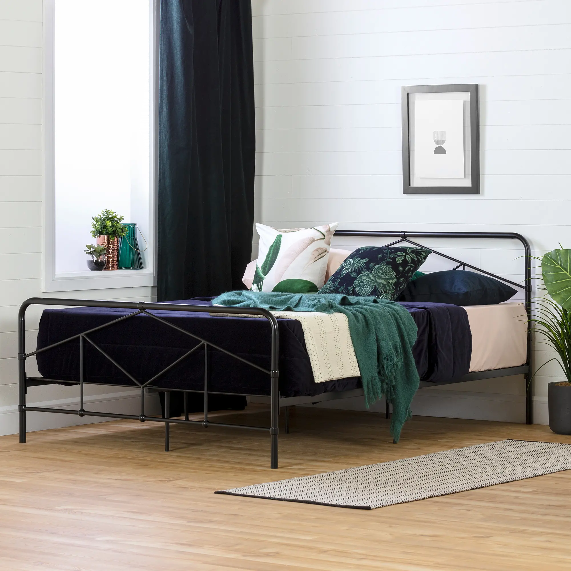 12534 Sazena Modern Black Full Metal Bed - South Shore-2