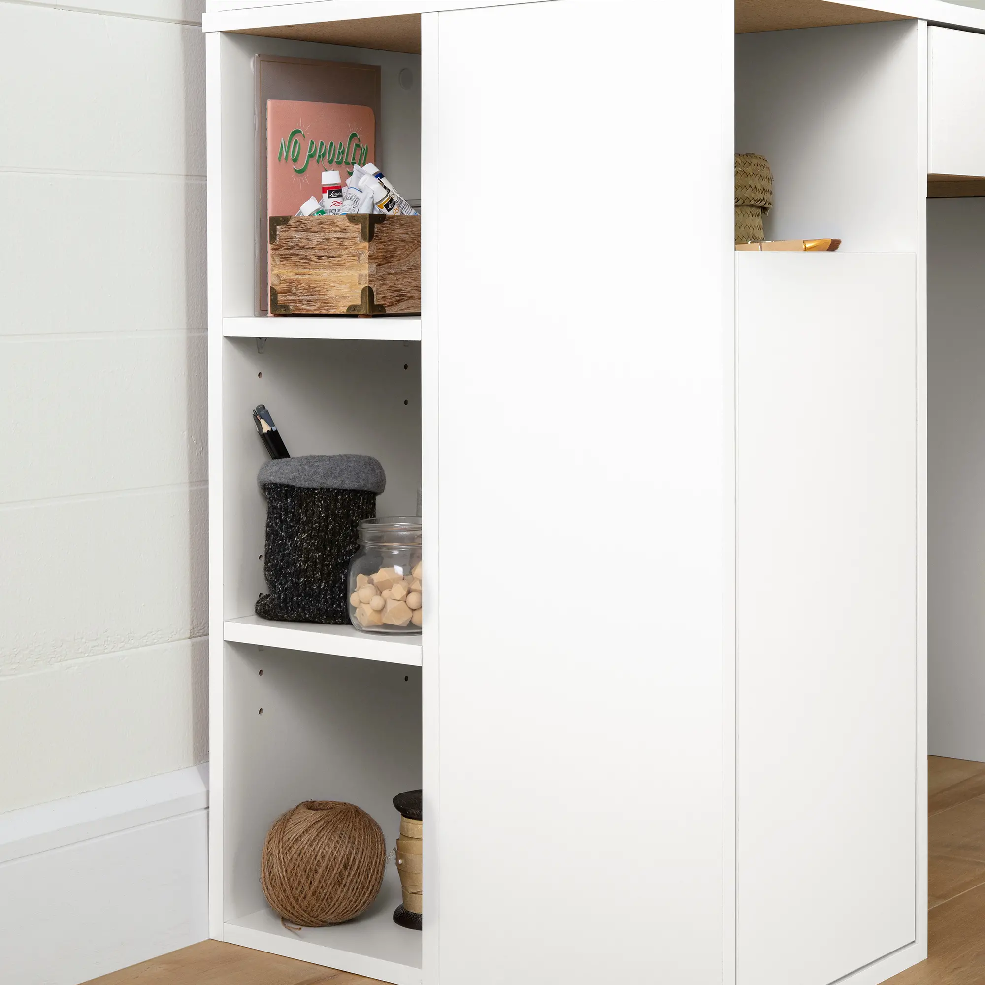 12438 Crea White Craft Table with Hutch-10