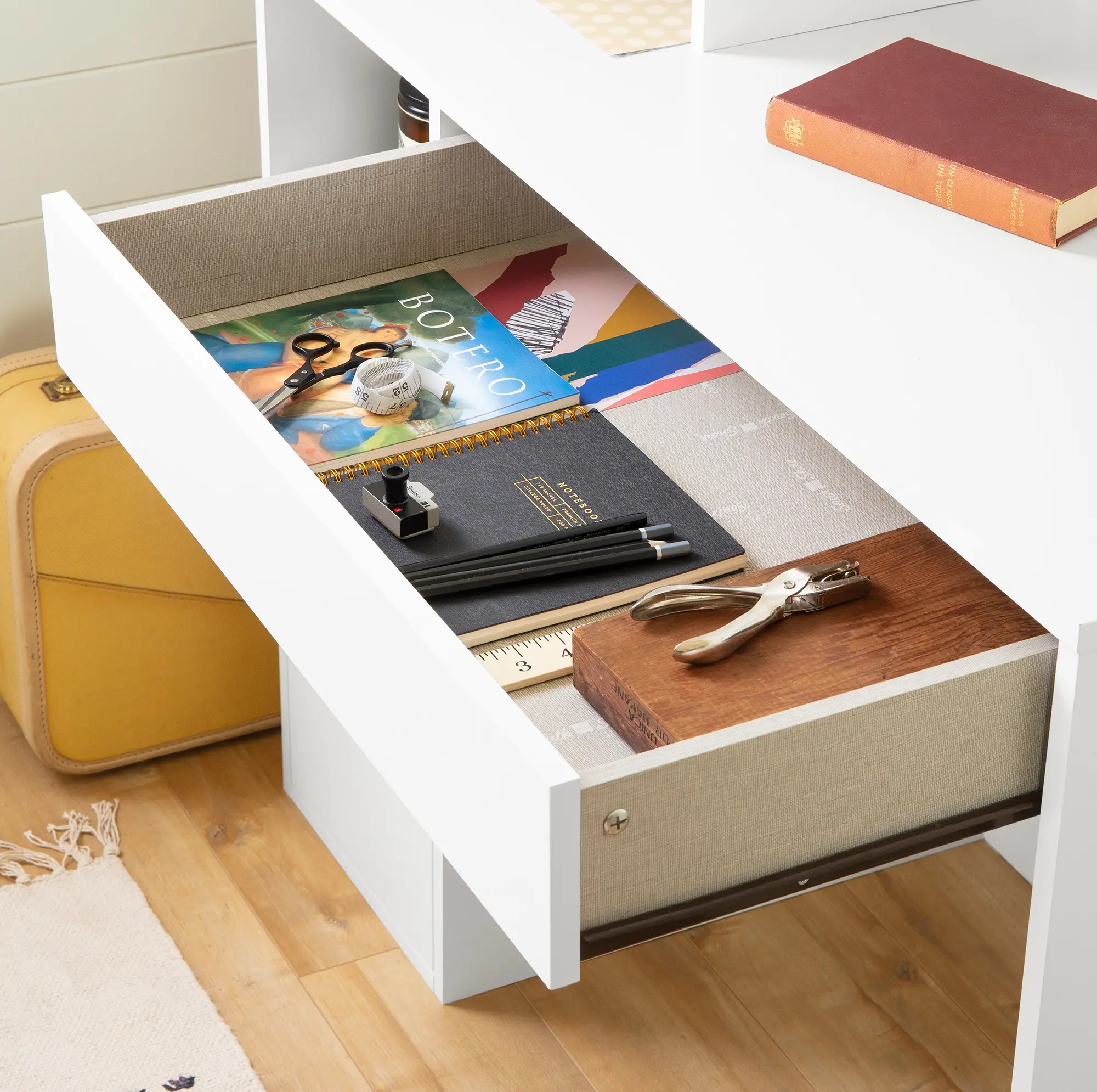 12438 Crea White Craft Table with Hutch-12