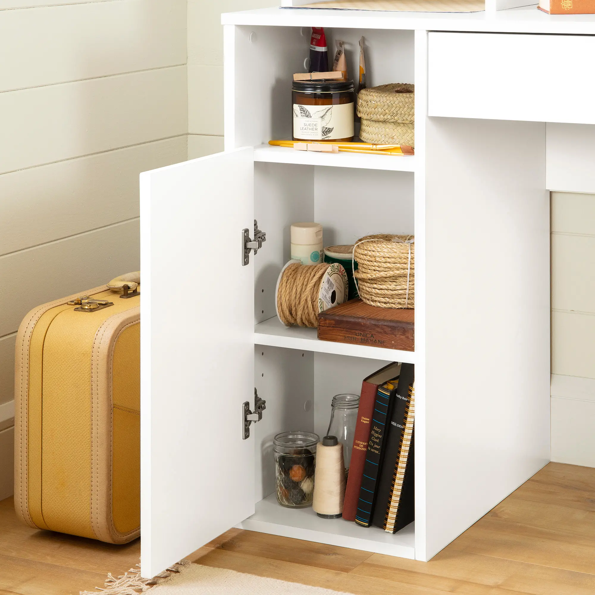 12438 Crea White Craft Table with Hutch-9