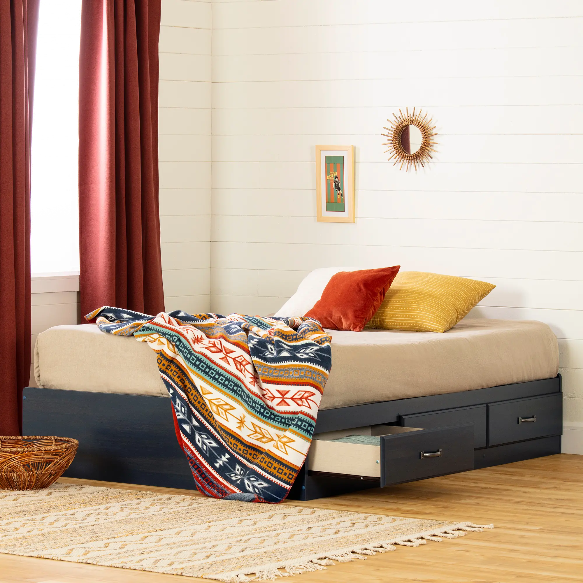 12728 Asten Contemporary Blue Full Storage Platform Bed - South Shore-2