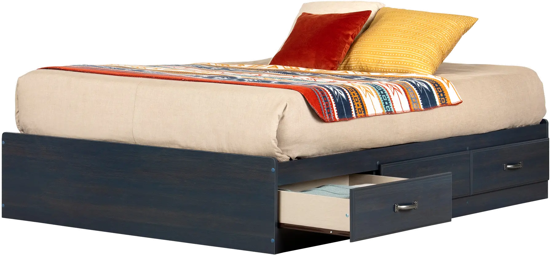 12728 Asten Contemporary Blue Full Storage Platform Bed - South Shore-1