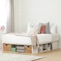 12760 Lilak Winter Oak White Queen Storage Bed with Baskets - South Shore