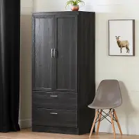12946 Contemporary Gray Oak Wardrobe Armoire - Acapella