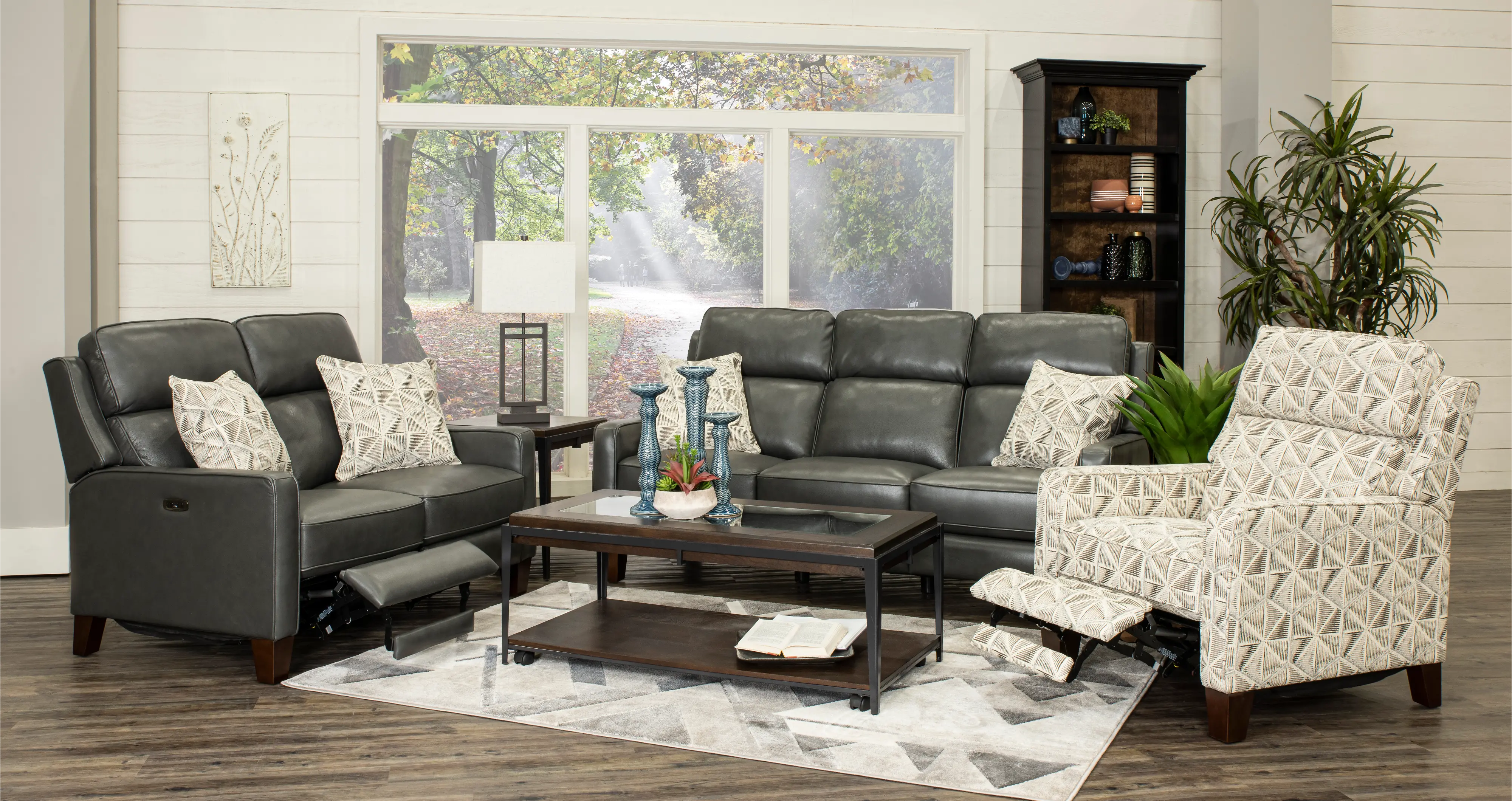 Madrid Smoke Dark Gray Leather Power Reclining Loveseat-4
