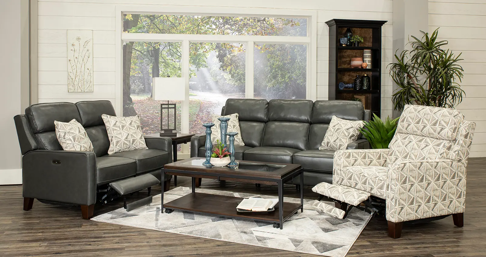 Madrid Smoke Dark Gray Leather Power Reclining Loveseat-5