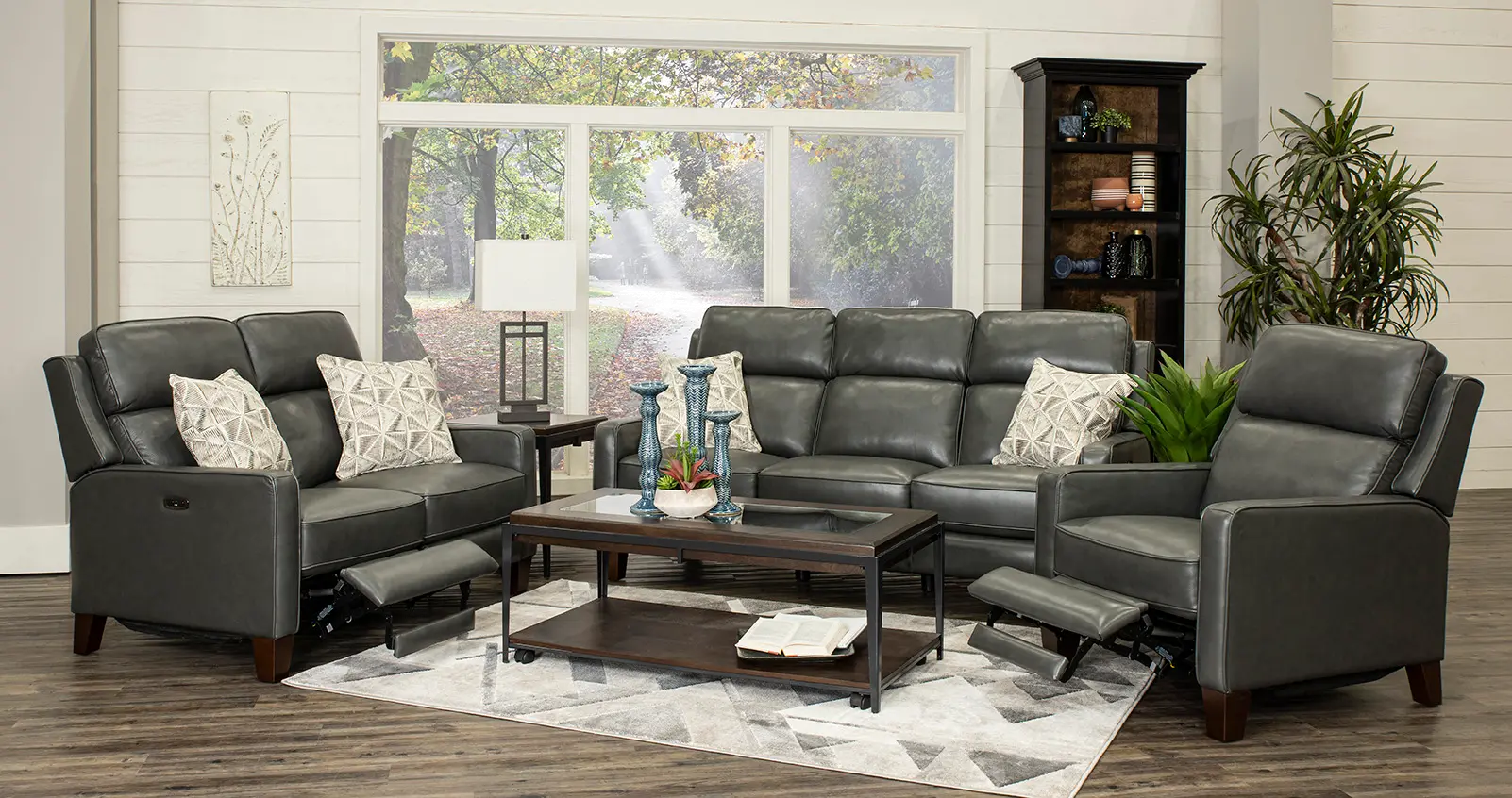 Madrid Smoke Dark Gray Leather Power Reclining Loveseat-6
