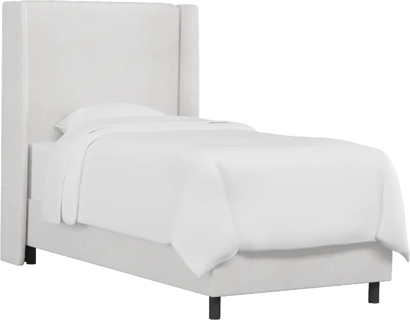 Sloane Velvet White Curved Wingback Full Bed - Skyline Furniture