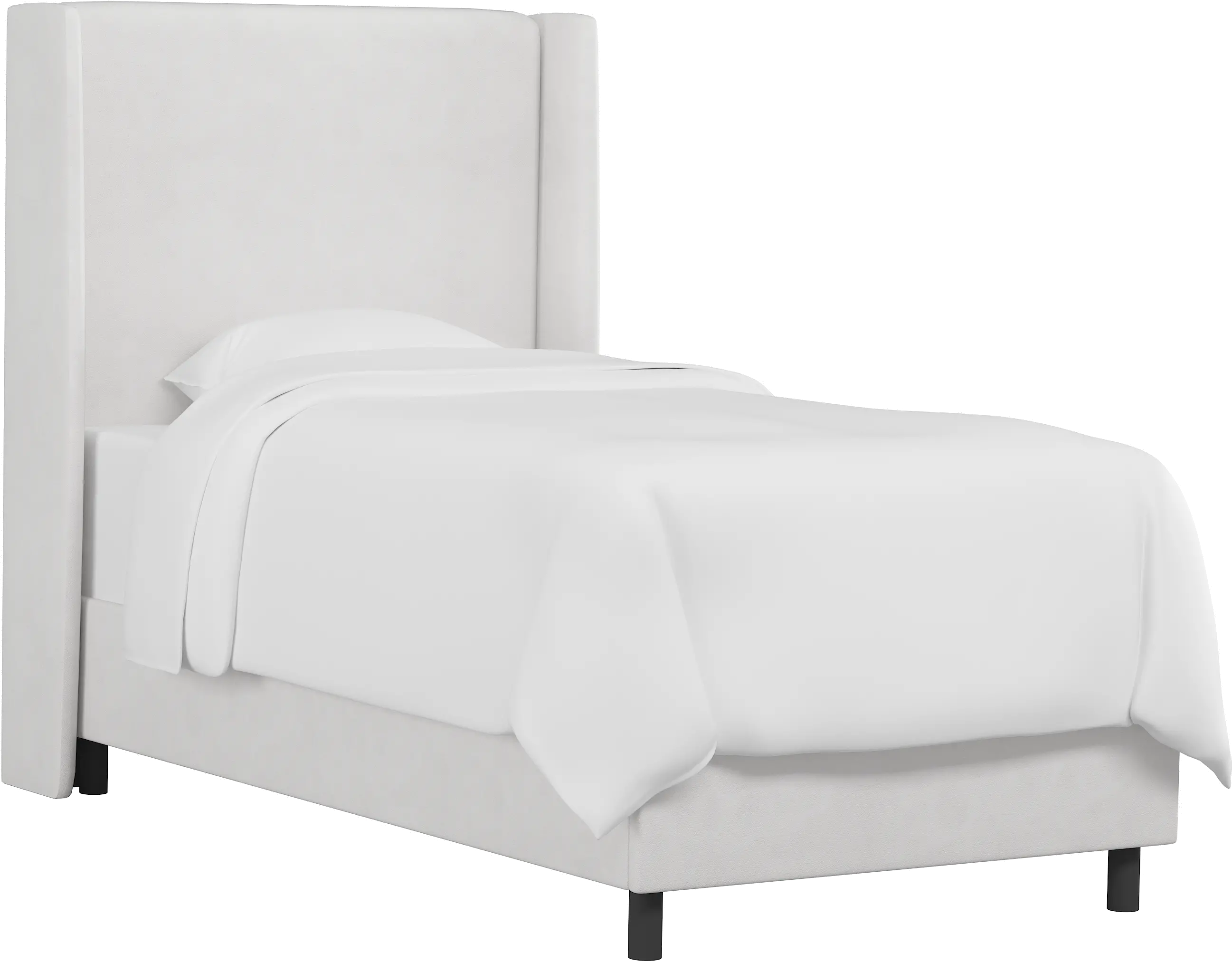 K-430BEDVLVWHT Sloane Velvet White Curved Wingback Twin Bed - Skyline Furniture-1