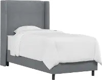 K-431BEDVLVSTLGR Sloane Velvet Dark Gray Curved Wingback Full Bed - Skyline Furniture