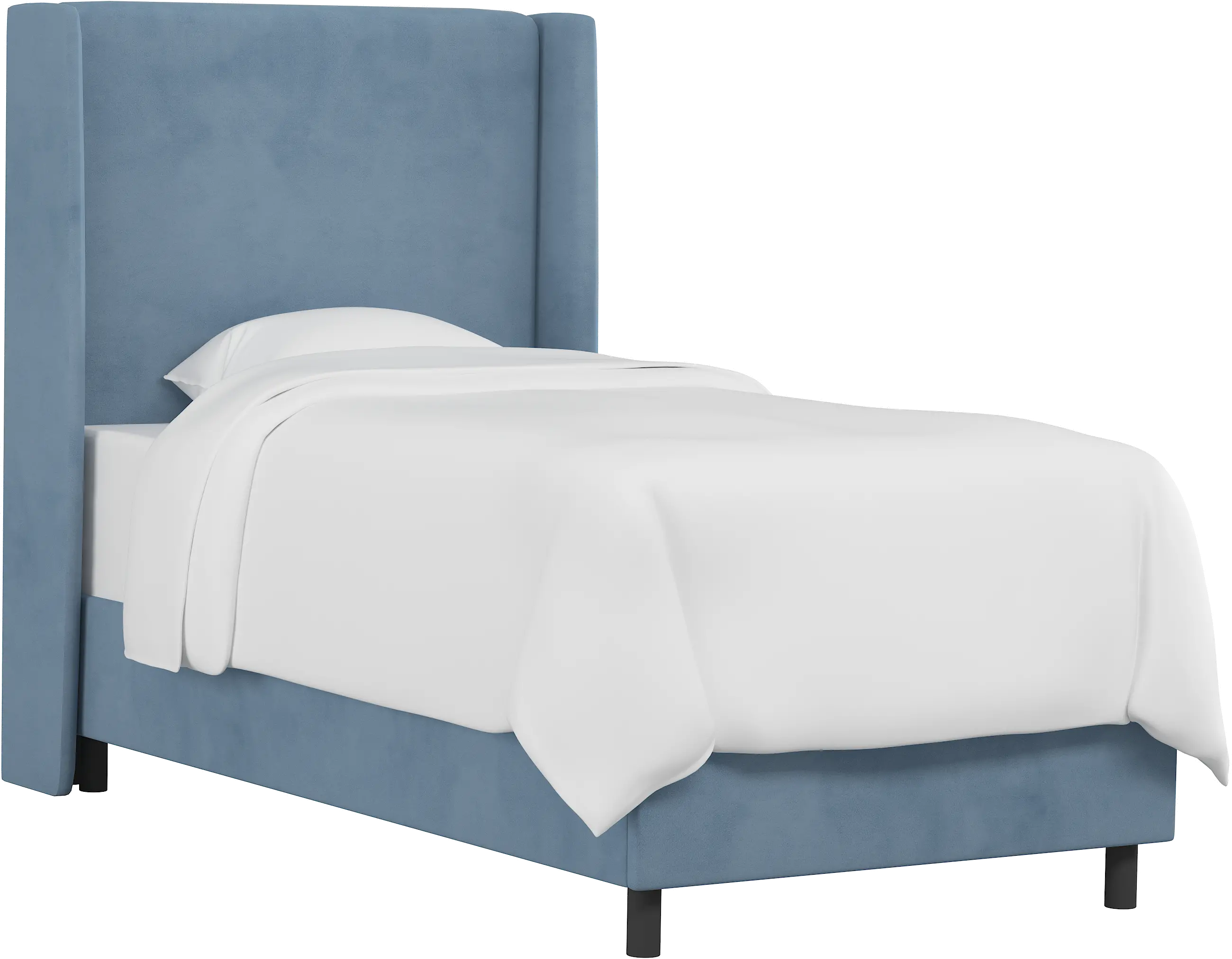K-430BEDVLVOCN Sloane Velvet Blue Curved Wingback Twin Bed - Skyline Furniture-1