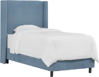K-430BEDVLVOCN Sloane Velvet Blue Curved Wingback Twin Bed - Skyline Furniture