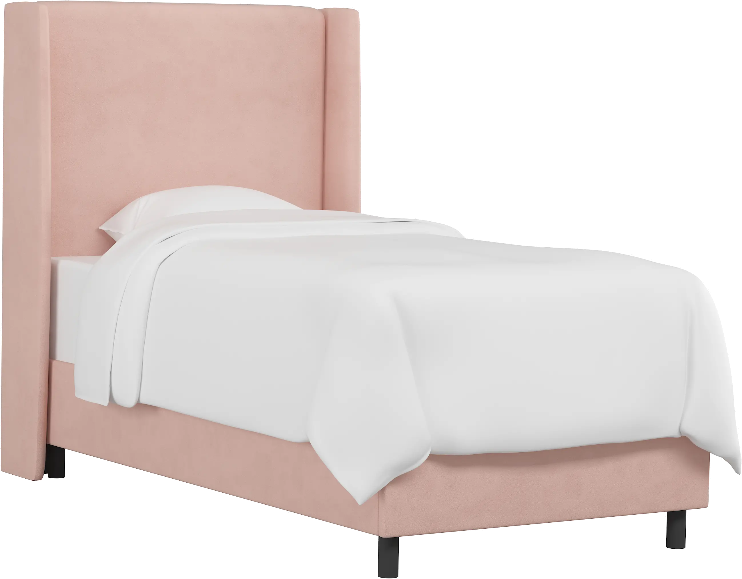 K-430BEDVLVTBLSH Sloane Velvet Blush Curved Wingback Twin Bed - Skyline Furniture-1