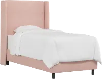 K-430BEDVLVTBLSH Sloane Velvet Blush Curved Wingback Twin Bed - Skyline Furniture
